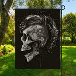 Monochrome Punk Skull Print Garden Flag