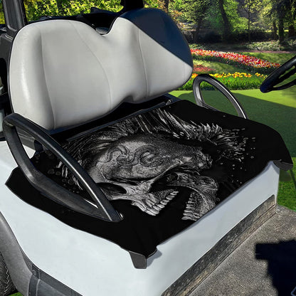 Monochrome Punk Skull Print Golf Cart Seat Cover