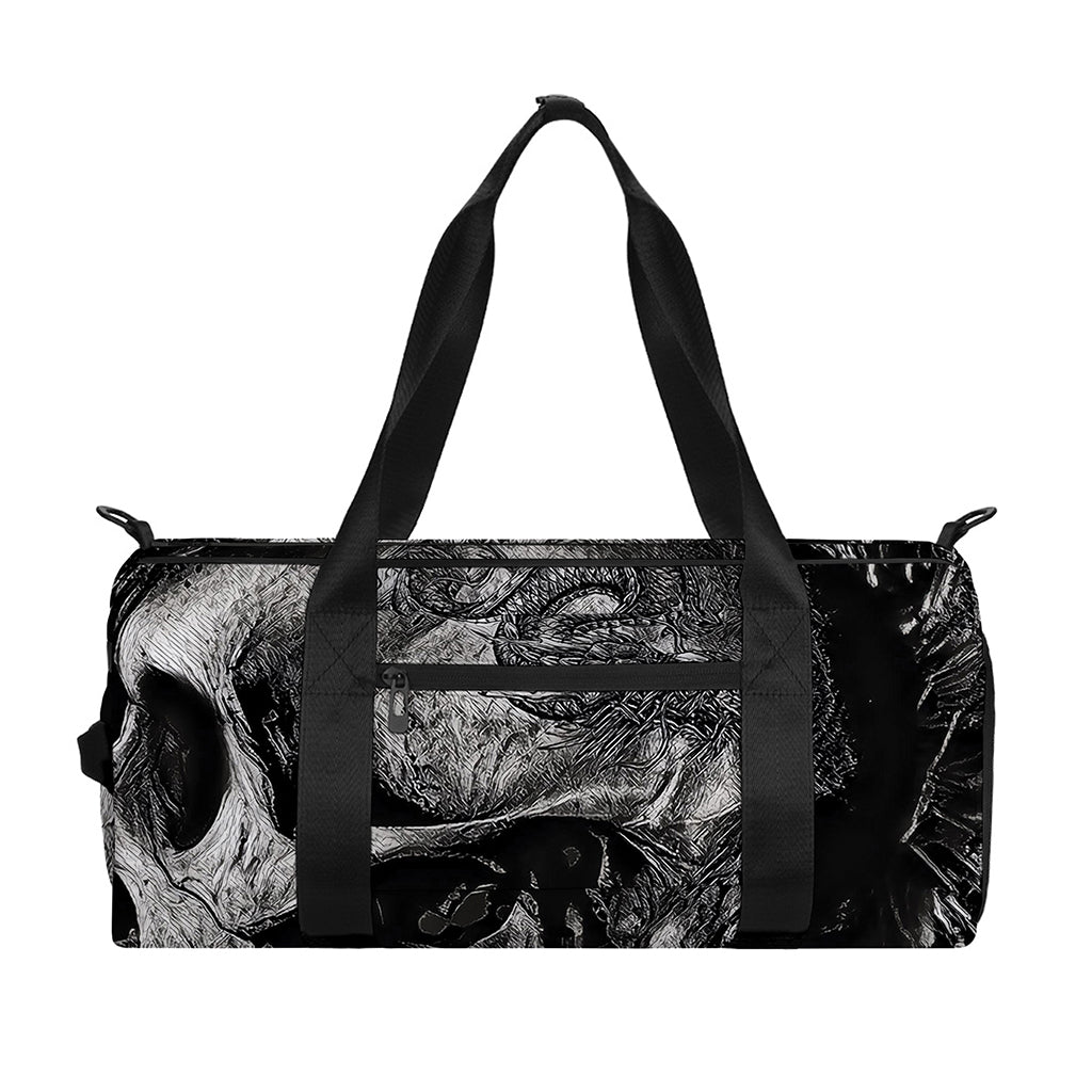 Monochrome Punk Skull Print Gym Bag