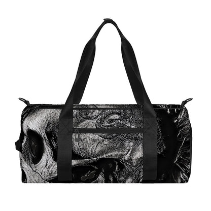 Monochrome Punk Skull Print Gym Bag
