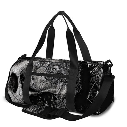 Monochrome Punk Skull Print Gym Bag