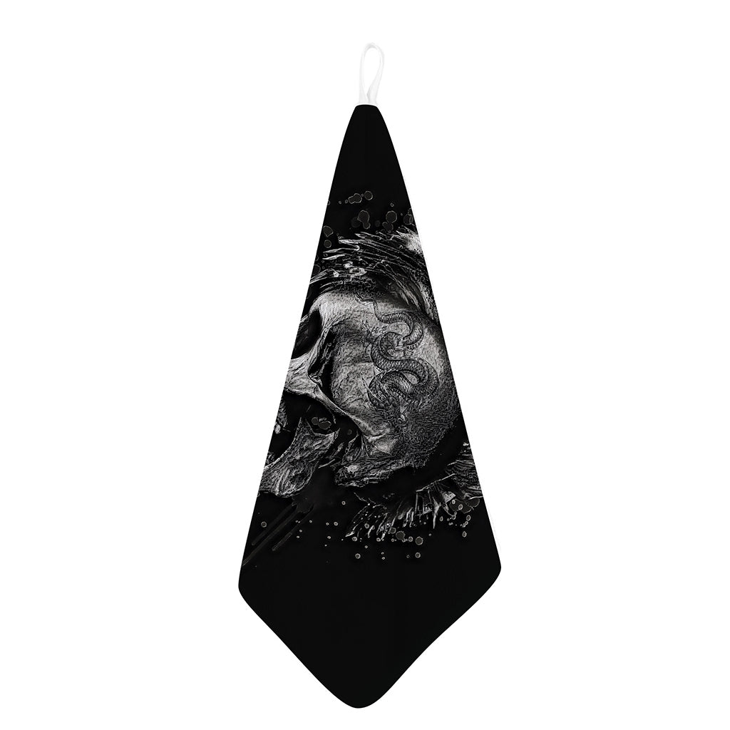 Monochrome Punk Skull Print Hand Towel