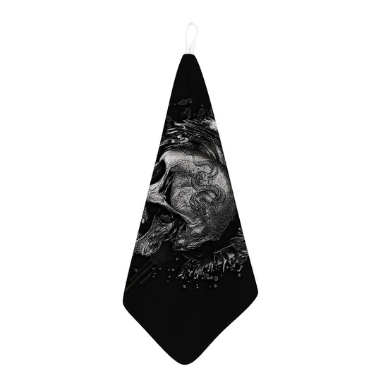 Monochrome Punk Skull Print Hand Towel