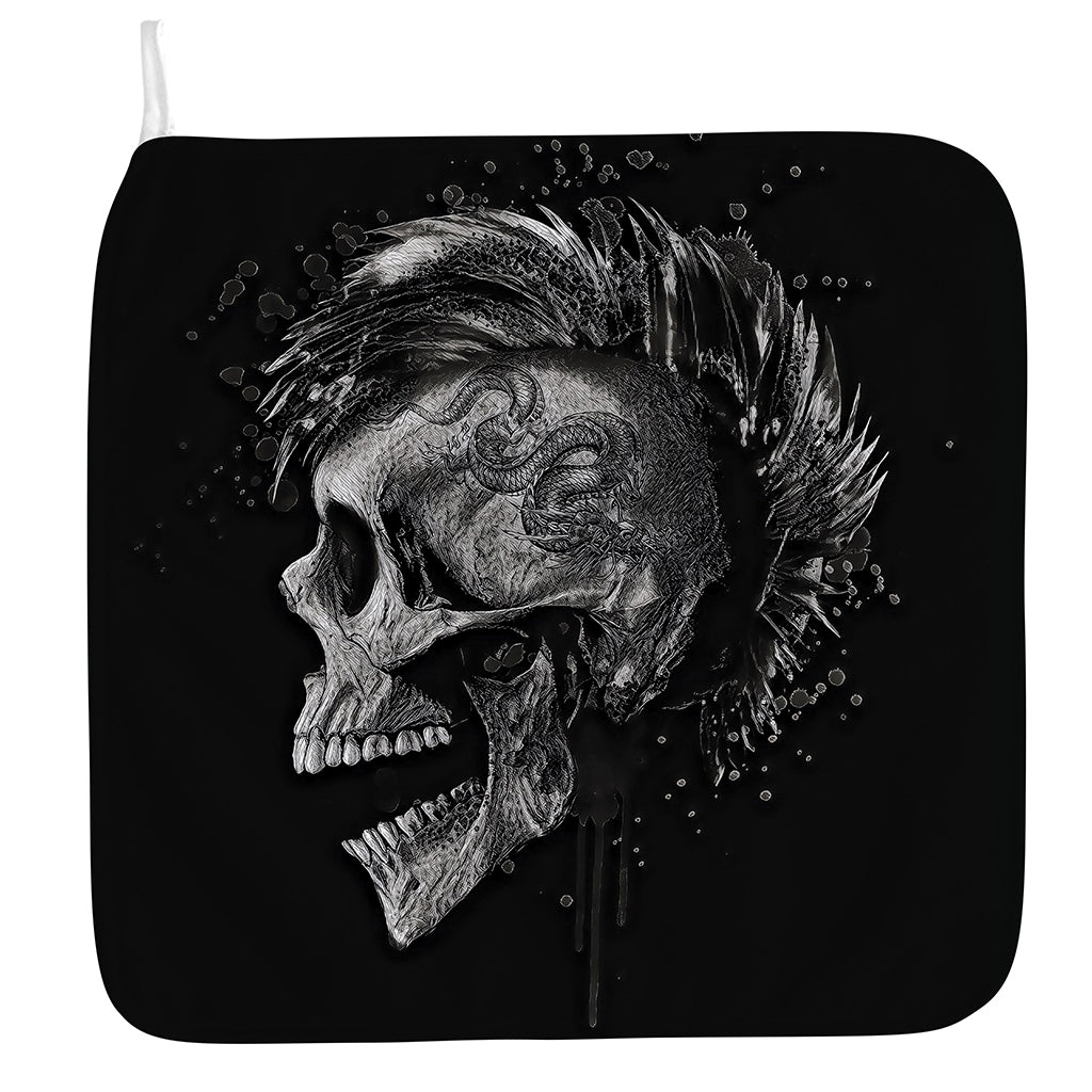 Monochrome Punk Skull Print Hand Towel