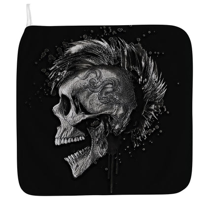 Monochrome Punk Skull Print Hand Towel