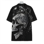 Monochrome Punk Skull Print Hawaiian Shirt