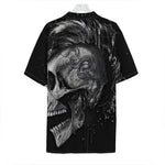 Monochrome Punk Skull Print Hawaiian Shirt