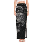Monochrome Punk Skull Print High Slit Maxi Skirt