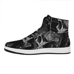 Monochrome Punk Skull Print High Top Leather Sneakers