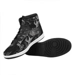 Monochrome Punk Skull Print High Top Leather Sneakers