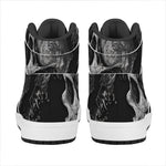 Monochrome Punk Skull Print High Top Leather Sneakers
