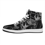 Monochrome Punk Skull Print High Top Leather Sneakers