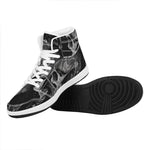 Monochrome Punk Skull Print High Top Leather Sneakers
