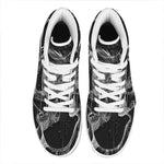 Monochrome Punk Skull Print High Top Leather Sneakers