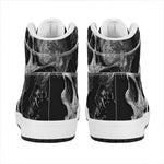 Monochrome Punk Skull Print High Top Leather Sneakers