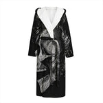 Monochrome Punk Skull Print Hooded Bathrobe