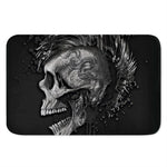 Monochrome Punk Skull Print Indoor Door Mat
