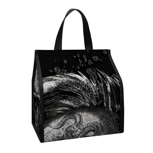 Monochrome Punk Skull Print Insulated Lunch Tote