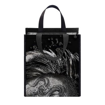 Monochrome Punk Skull Print Insulated Lunch Tote