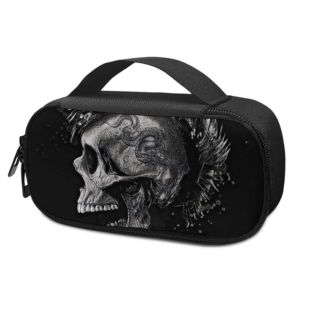 Monochrome Punk Skull Print Insulin Cooler Travel Case