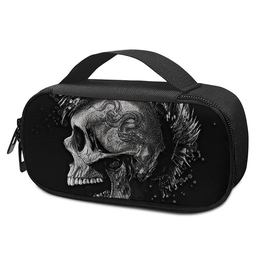 Monochrome Punk Skull Print Insulin Cooler Travel Case