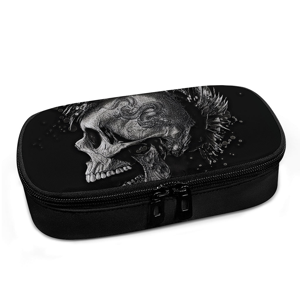 Monochrome Punk Skull Print Insulin Cooler Travel Case