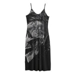 Monochrome Punk Skull Print Jersey Midi Cami Dress