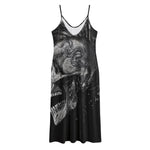 Monochrome Punk Skull Print Jersey Midi Cami Dress
