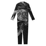 Monochrome Punk Skull Print Jumpsuit