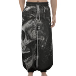 Monochrome Punk Skull Print Lantern Pants