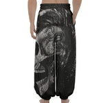 Monochrome Punk Skull Print Lantern Pants