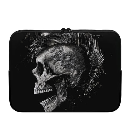 Monochrome Punk Skull Print Laptop Sleeve