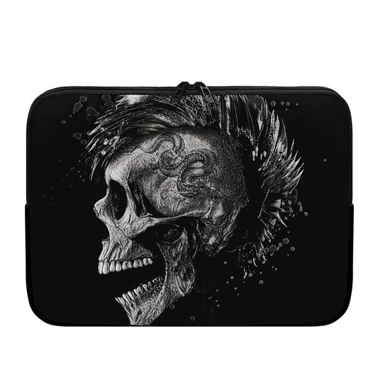 Monochrome Punk Skull Print Laptop Sleeve