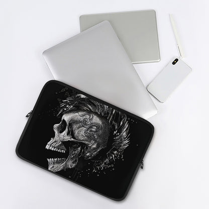 Monochrome Punk Skull Print Laptop Sleeve