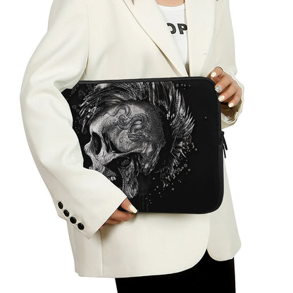 Monochrome Punk Skull Print Laptop Sleeve