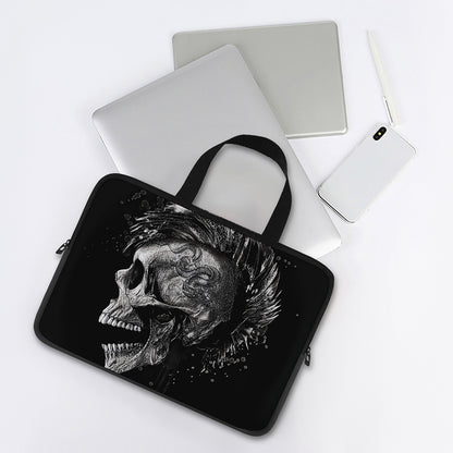 Monochrome Punk Skull Print Laptop Sleeve With Handle