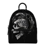 Monochrome Punk Skull Print Leather Backpack