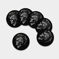 Monochrome Punk Skull Print Leather Coaster Set