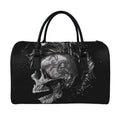 Monochrome Punk Skull Print Leather Duffel Bag