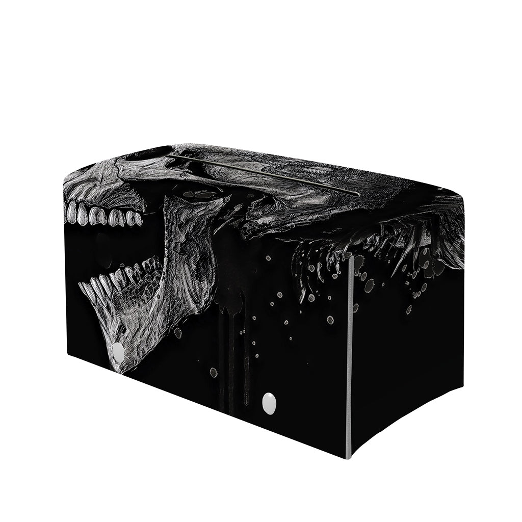 Monochrome Punk Skull Print Leather Tissue Box Cover
