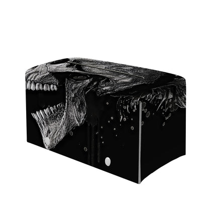 Monochrome Punk Skull Print Leather Tissue Box Cover