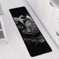 Monochrome Punk Skull Print Long Kitchen Mat