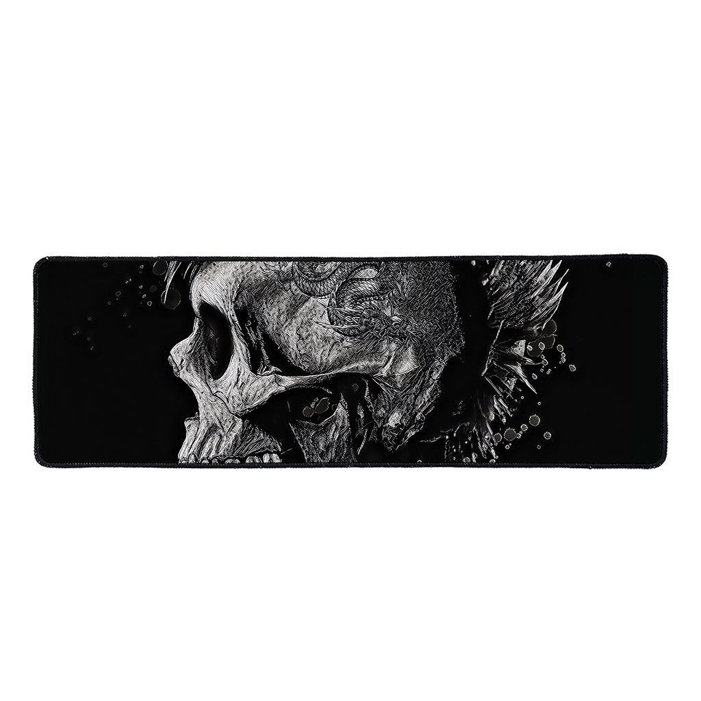 Monochrome Punk Skull Print Long Kitchen Mat