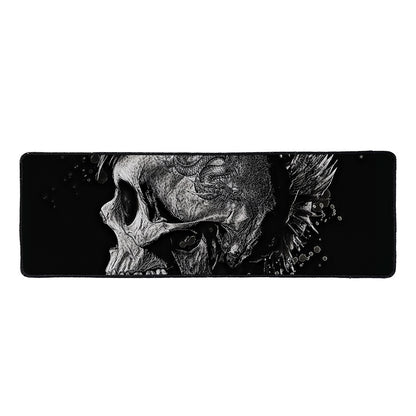 Monochrome Punk Skull Print Long Kitchen Mat