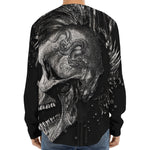 Monochrome Punk Skull Print Long Sleeve Baseball Jersey