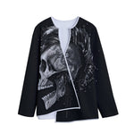 Monochrome Punk Skull Print Long Sleeve Short Coat