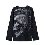 Monochrome Punk Skull Print Long Sleeve Short Coat