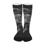 Monochrome Punk Skull Print Long Socks