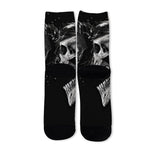 Monochrome Punk Skull Print Long Socks