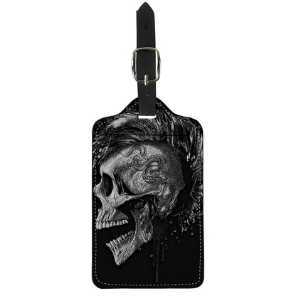 Monochrome Punk Skull Print Luggage Tag